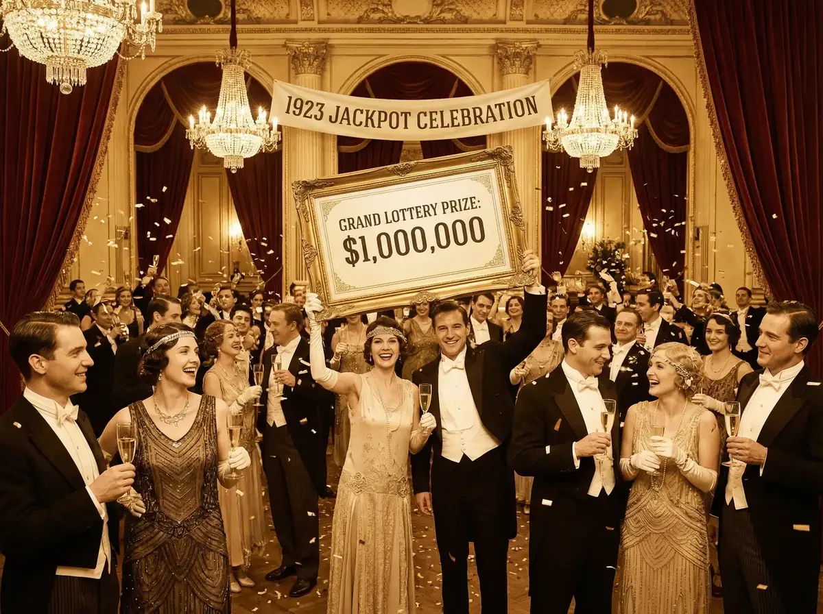 大乐透超级大奖庆祝场景的复古照片